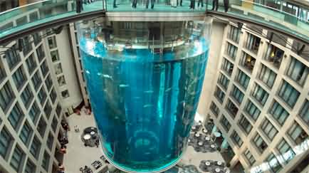 50 feet tall giant aquarium with nearly 1,500 exotic fish bursts in Berlin