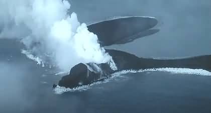 Amazing scenes as Volcano Erupts on newly formed Japanese island