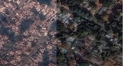 California wildfires: before and after images from satellite of Los Angeles fire damage