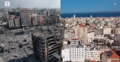 Drone footages shows before and after devastation of Gaza from Israeli airstrikes