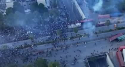 Drone view of PTI's convey at D-Chowk Islamabad