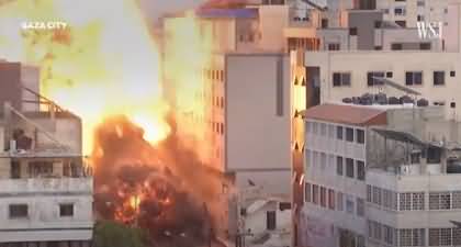 Exclusive Video: Gaza National Bank Explodes After Israeli Strike