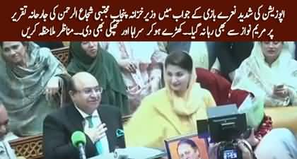 Maryam Nawaz gives standing ovation to finance minister Punjab for his aggressive speech despite opposition's protest