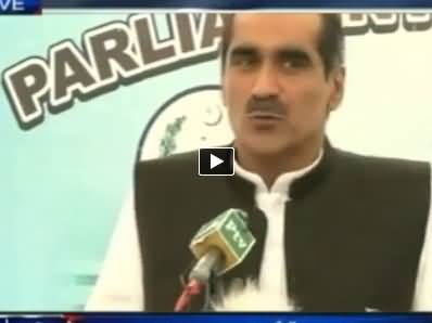 Imran Khan and Tahir ul Qadri Are Using Very Cheap Language - Khawaja Saad Rafique Talking to Media