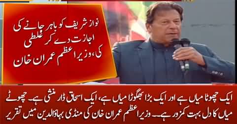 Imran Khan grills Nawaz Sharif, Shahbaz Sharif & Ishaq Dar in his speech in Mandi Bahauddin