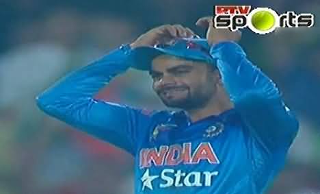 Indian Captain Virat Kohli Reaction After The Winning Six of Shahid Afridi