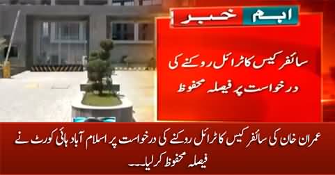 Islamabad High Court reserved verdict on Imran Khan's request to stop the trial of cipher case