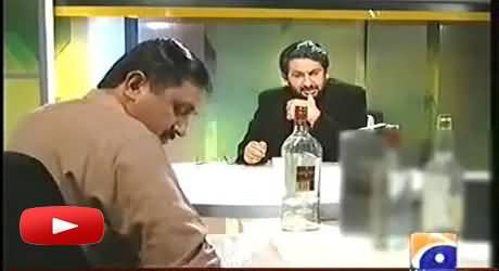 Jamshaid Dasti Presents Empty Bottles of Wine In Live Program Jirga Before Saleem Safi