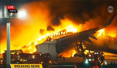 Japan's plane with 379 passengers on board bursts into flames at Tokyo airport