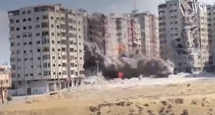 Moment captured as Israeli Strike Hits High-Rise Building in Gaza