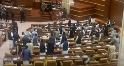 Opposition staged protest during supplementary budget speech in the Punjab Assembly