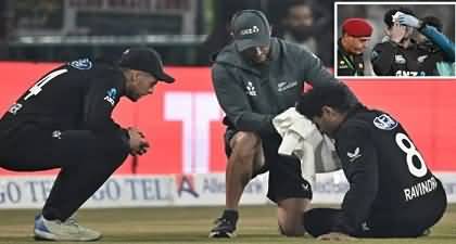 Pakistan vs New Zealand: NZ's Rachin Ravidra leaves the field after taking blow to forehead