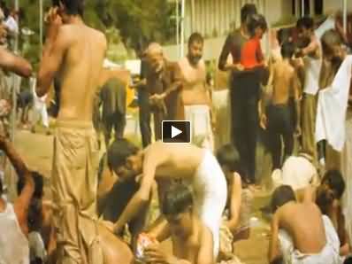 People Openly Taking Bath Outside Parliament House During Dharna