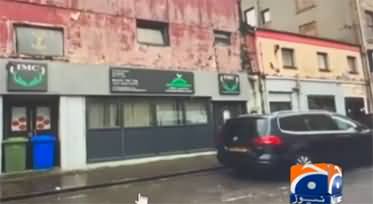 Police arrests a young man outside a mosque in Scotland