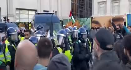 Pro Palestine protesters have clashed with police at march in Central London