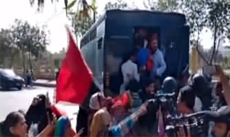 Protest outside Sindh Assembly against rigging, Police started arresting protesters