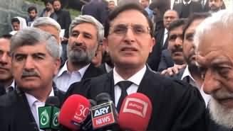 PTI Chairman Barrister Gohar's media talk outside Peshawar High Court