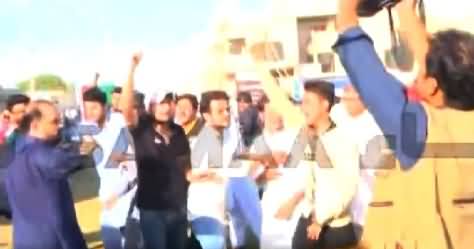 PTI & MQM Workers Face to Face in Jinnah Ground Karachi, Chanting Slogans