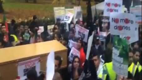 PTI UK's Dharna Against Drone Attacks Outside USA Embassy London