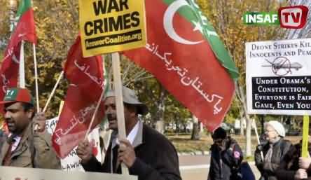 PTI USA and Code Pink protested against drones attacks in front of White House