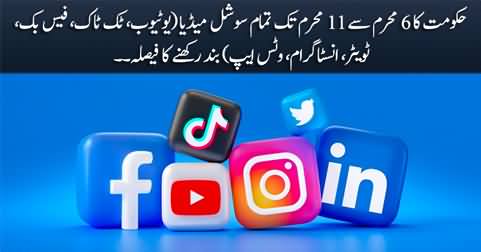 Punjab govt decides to shut down Youtube, Instagram, Facebook, Tiktok from 6th to 11th Moharram