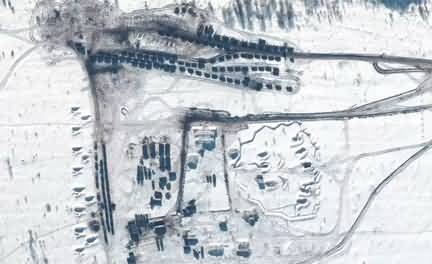 Satellite footage shows Russian Military has surrounded Ukraine from three sides