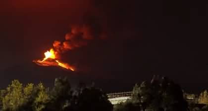 Spectacular natural phenomenon: Italy's Mount Etna's volcano erupts, painting the sky red