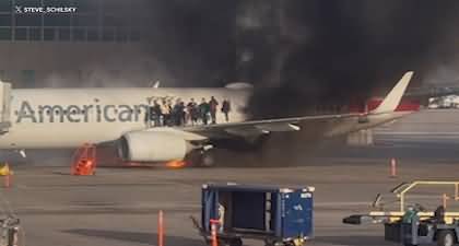 US Airline catches fire at Denver airport while taxiing